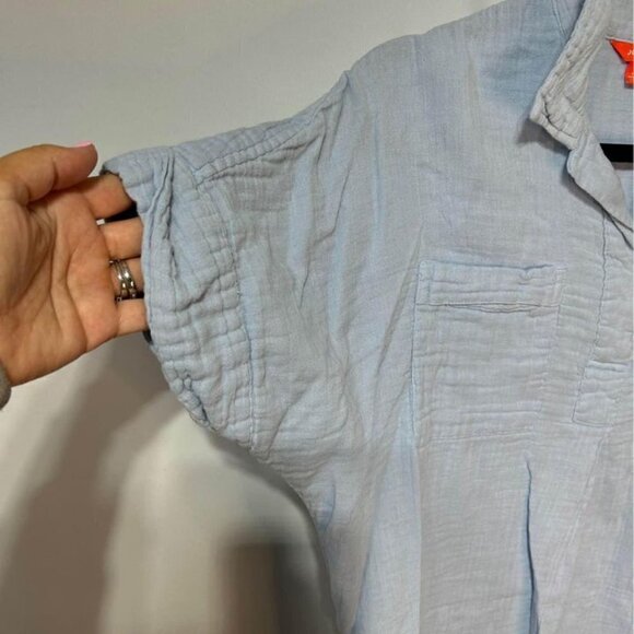 Woman’s muslin style collared shirt. Size medium. Light blue. Relaxed fit. - Picture 2 of 7